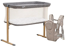 Колыбель Tutti Bambini ZiZee Oak/Charcoal 211204/3590 + Рюкзак Fiorellino beige mesh BC1847