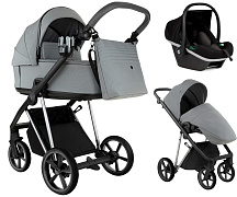 Детская коляска Roan Sol Vintage Luxury 2.0 3 в 1 с автокреслом Tutis Elo Black VIN 01/BT Blue Tea/Blue Tea/руч.Grey/к.Grey