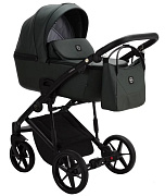 Детская коляска Adamex Mobi Deluxe 3 в 1 M-SA29 (ТЕМНО-ЗЕЛЕНАЯ КОЖА)