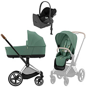 Коляска Cybex Priam IV Chrome Brown complete Cloud T Sepia Black Plus Base T 3 в 1 Leaf Green