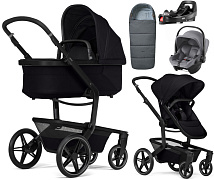 Детская коляска 4 в 1 Joolz Day 5 и автокресло Baby-Safe Core Frost Grey и база Vario Base 5Z + конверт в подарок Space black
