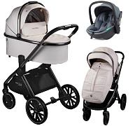 Детская коляска AmaroBaby Motus Premium Ecco 3 в 1 с автокреслом Rant Miro Graphite молочный