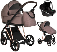 Детская коляска Roan Sol Luxury 3 в 1 с автокреслом Tutis Elo Black RSL/4043 Cocoa/Rose Gold