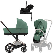Коляска Cybex Priam IV Rosegold complete Cloud G3 Magic Black Base G3 4 в 1 Leaf Green