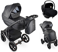 Детская коляска Bexa Ideal Eco 3 в 1 с автокреслом Avionaut Cosmo IE01 черный+черная кожа
