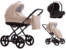 Детская коляска AroTeam Cocoline Prima 3 в 1 с автокреслом Avionaut Cosmo 02 св.бежевая кожа