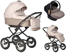 Детская коляска Indigo Barbara 21 Classic 3 в 1 с автокреслом Avionaut Cosmo Beige Ba08 бежевый