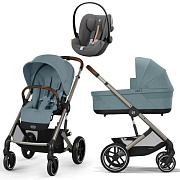 Коляска Cybex Balios S Lux TPE 2025 Cloud G i-Size Lava Grey Plus 3 в 1 Stormy Blue с дождевиками
