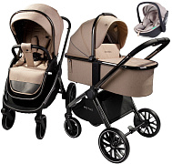 Детская коляска AmaroBaby Motus V2 3 в 1 с автокреслом Rant Miro Beige мокко
