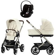 Коляска Cybex Talos S Lux TPE complete Cloud G Moon Black Plus 3 в 1 Seashell Beige с дождевиками