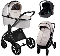 Детская коляска AmaroBaby Motus Premium Ecco 3 в 1 с автокреслом Rant Miro Black молочный