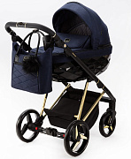 Детская коляска Adamex Quantum Special Edition 2 в 1 Q-TK677 (Т.СИНИЙ+ЗОЛОТО РАМА)