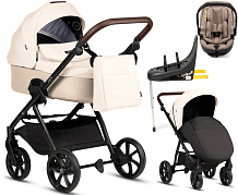 Детская коляска Tutis Leo 3 Plus 4 в 1 с автокреслом Beno Beige и базой 1582228 Caramel