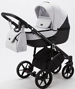 Детская коляска Adamex Bibione 2 в 1 BI-TSB11 (СВ.СЕР.ЖАКАРД+ЧЕРН.КОЖА)