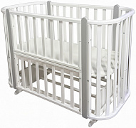 Детская кроватка Кедр Белоснежка (маятник поперечный,колесо) белый/серый