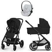 Коляска Cybex Balios S Lux BLK complete Cloud G Fog Grey 3 в 1 Moon Black с дождевиками
