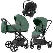 Коляска Carrello Alfa CRL-6522 2025 Cybex Aton B2 i-Size Volcano Black 3 в 1 Meadow Green