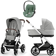 Коляска Cybex Talos S Lux SLV complete Cloud T Leaf Green Plus 3 в 1 Stone Grey с дождевиками