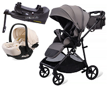 Прогулочная коляска Peppy Amici с автокреслом Verona Beige и базой Grey серый, рама серая