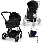 Коляска Cybex Balios S Lux Fold Cot BLK Cloud T Rebellious Luxury Denim Blue Base T 4 в 1 Moon Black с дождевиками