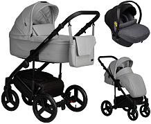 Детская коляска Indigo Lamar 3 в 1 с автокреслом Avionaut Cosmo Grey La06 св.серая кожа