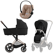 Коляска Cybex Priam IV Rosegold complete и автокресло Cloud G i-Size Almond Beige Plus 3 в 1 Sepia Black