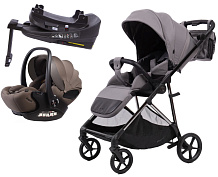 Прогулочная коляска Peppy Amici с автокреслом Verona Brown и базой Grey рама Black Chrome