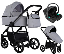 Детская коляска Pituso Tossa 3 в 1 с автокреслом Santiso Pro Black TS/50/03 Grey