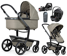 Детская коляска 4 в 1 Joolz Day 5 и автокресло Britax Roemer Baby-Safe Pro Classic Deep Black + конверт в подарок и база Vario Base 5Z Sage green