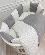 Комплект в детскую кроватку Lappetti Organic baby cotton для овальной и прямоугольной кроватки 6 предметов. молочный