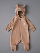 Комбинезон Little Star Мишка с капюшоном футер с начесом 30321 (ЧЗ-мз) темно-бежевый 62