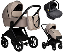 Детская коляска Indigo Solio 3 в 1 с автокреслом Avionaut Cosmo Grey So02 св.бежевый