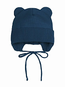 Шапочка вязаная AmaroBaby Pure Love Bear с подкладом ЧЗ синий 80