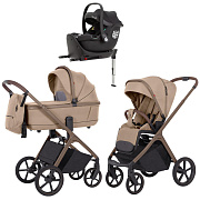 Коляска Carrello Vector CRL-6550 Ammonite AY329 Pro Absolute Black с базой Isofix 3 в 1 Foam Beige