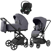 Коляска Carrello Alfa CRL-6522 2025 Cybex Aton B2 i-Size Volcano Black 3 в 1 Fashion Grey