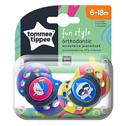 Соска-пустышка силиконовая Tommee Tippee Fun Style, 6-18 мес., 2 шт. PASARE синий/желтый