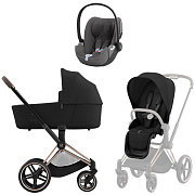 Коляска 3 в 1 Cybex Priam IV Rosegold complete и автокресло Cloud T i-Size Mirage Grey Plus Sepia Black