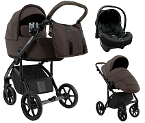 Детская коляска Roan Bass Next 2.0 3 в 1 с автокреслом Tutis Elo Lux EduSky Black BSN/44/2 Turkish Coffe/Black/руч.Cappuccino