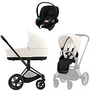 Коляска 3 в 1 Cybex Priam IV Matt Black complete и автокресло Aton S2 i-Size Moon Black Off White