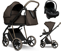 Детская коляска Roan Sol Vintage Luxury 2.0 3 в 1 с автокреслом Tutis Elo Lux EduSky Black VIN 04/TC Turkish Coffe/Bronze/руч.Cappuccino