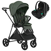 Детская прогулочная коляска Pituso Carbon RX c автокреслом Baesa Black Taiga Green/рама carbon
