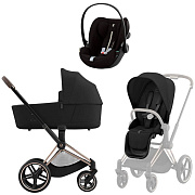 Коляска Cybex Priam IV Rosegold complete и автокресло Cloud G i-Size Moon Black Plus 3 в 1 Sepia Black