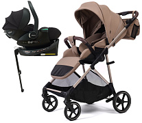 Прогулочная коляска Peppy Amici с автокреслом Jet Black и базой Latte рама Beige