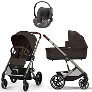 Коляска Cybex Balios S Lux TPE complete Cloud T Mirage Grey Plus 3 в 1 Chocolate Brown с дождевиками