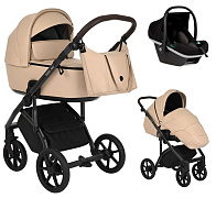 Детская коляска Roan Bass Next Кожа 3 в 1 с автокреслом Tutis Elo Black RN082/1 Caramel
