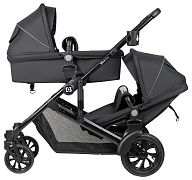 Коляска трансформер Farfello Silva Duo для двойни и погодок Black/Черный