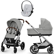 Коляска Cybex Balios S Lux SLV complete Cloud G Fog Grey 3 в 1 Stone Grey с дождевиками