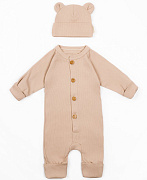 Комбинезон AmaroBaby Fashion с шапочкой бежевый 68