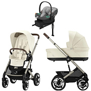Коляска Cybex Talos S Lux TPE complete Aton S2 Lava Grey Base One 4 в 1 Seashell Beige с дождевиками