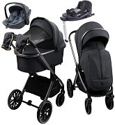 Детская коляска AmaroBaby Genius 4 в 1 с автокреслом Rant Miro Graphite и базой серый